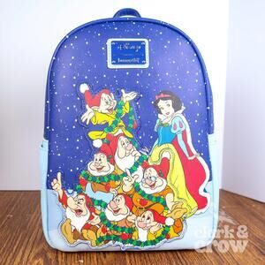 Disney Loungefly Snow White Seven Dwarves Christmas Mini Backpack NWT Flawed